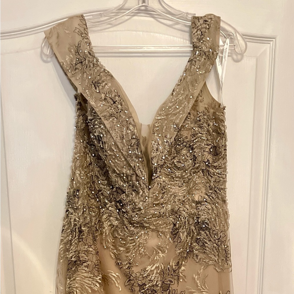 NWT Formal Dress Montage by Mon Cheri Champagne/Multi Size 14 Brand new.